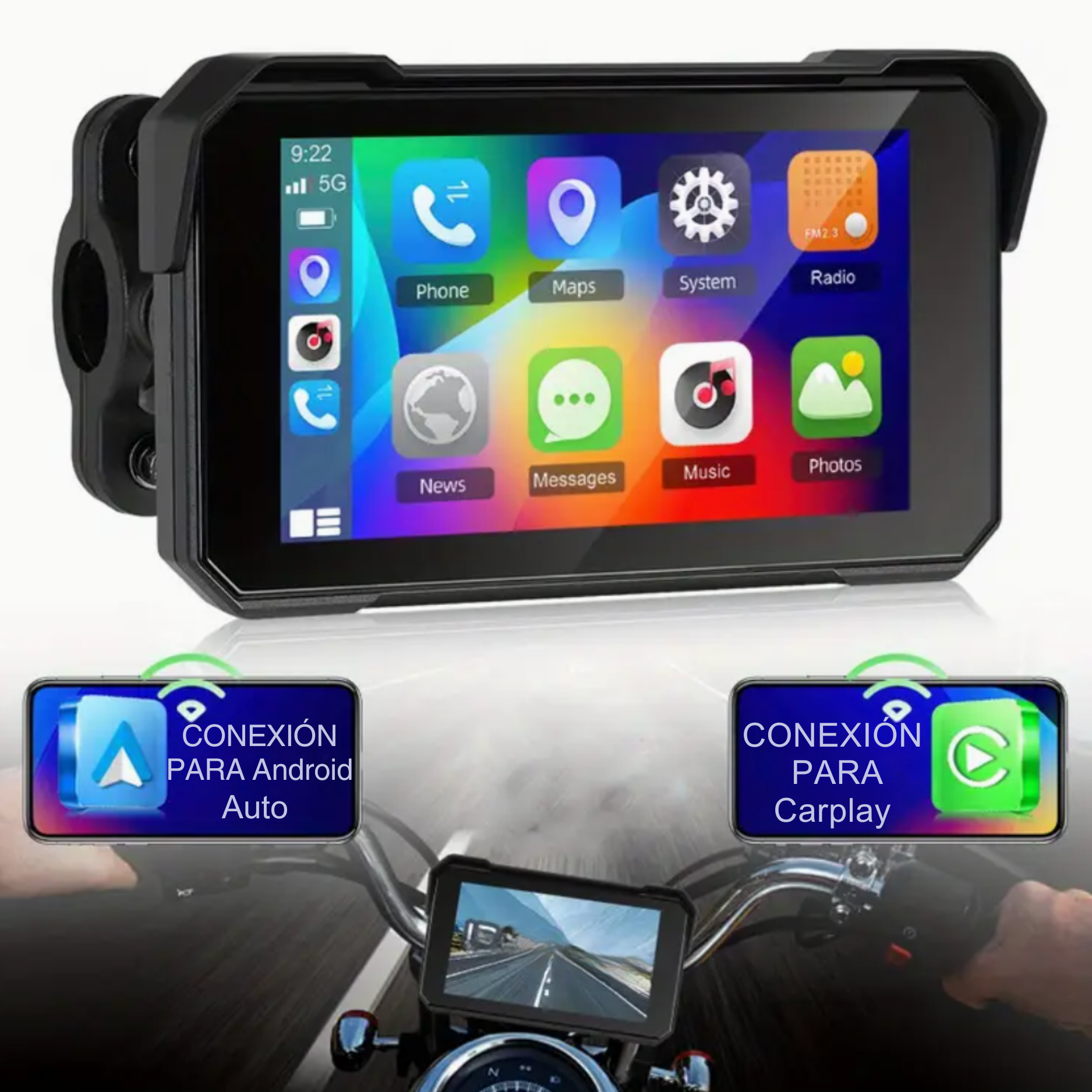 MotoVision X9 Pro® CarPlay & Android Auto Inalámbrico para Motocicletas