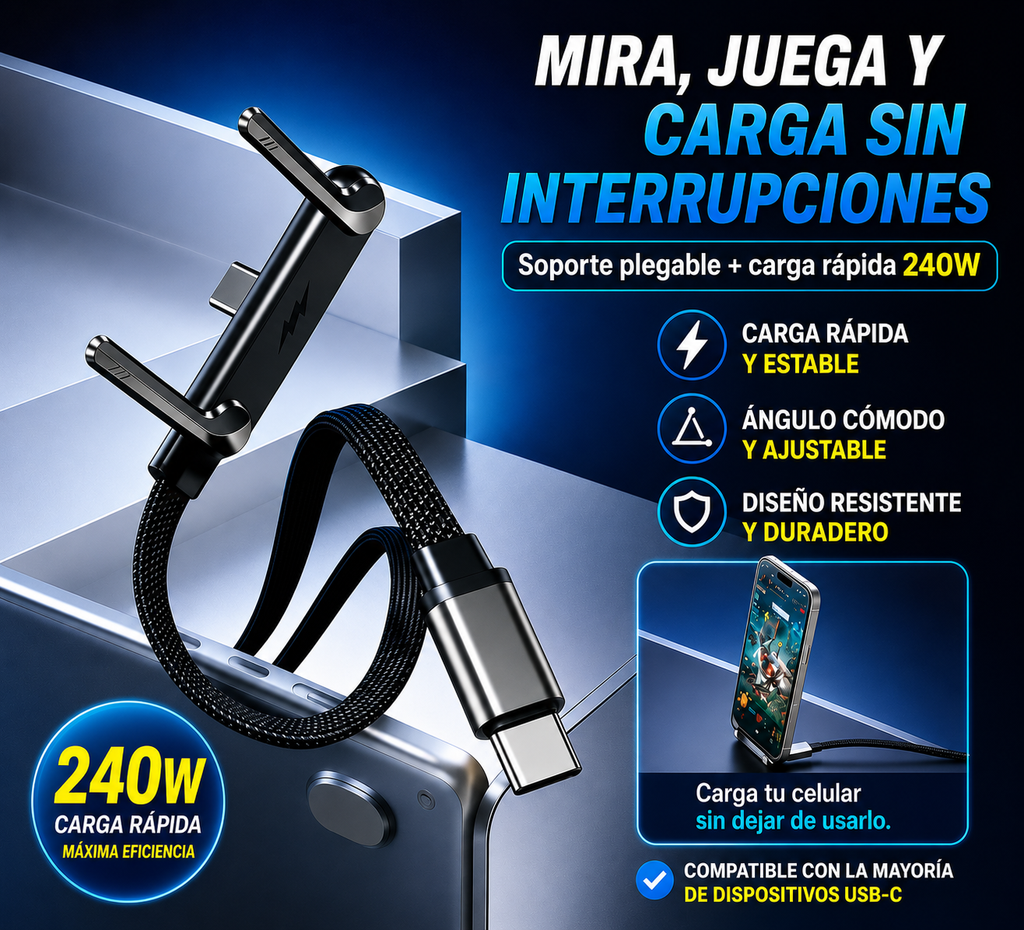 PowerStand 240W® ⚡ | 📲Mira y carga sin interrupciones!