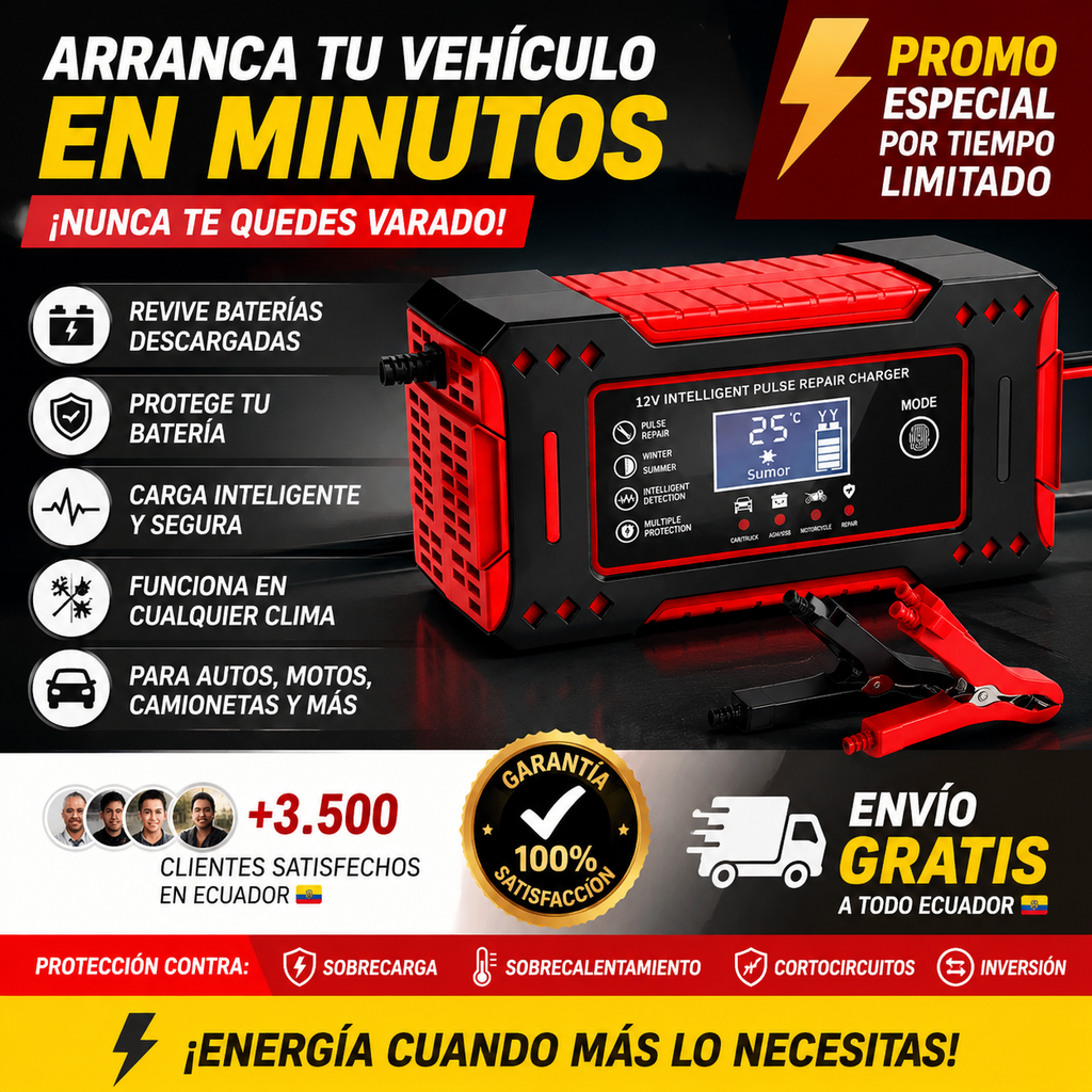 🔋 VoltStart Pro® | Cargador Inteligente 12V para Baterías - ⚡ PRECIO PROMOCIONAL — ENVÍO GRATIS