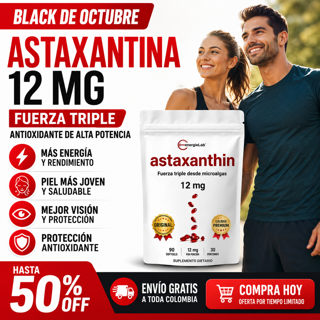 Astaxantina® – Antioxidante Premium para una Vida Activa - 🔥 ¡ÚLTIMAS UNIDADES DISPONIBLES CON PRECIO PROMOCIONAL Y ENVÍO GRATIS A TODA COLOMBIA!